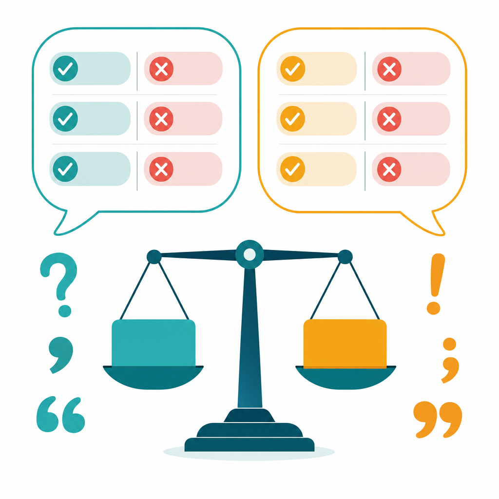 Commonly confused word pairs with checkmarks and cross marks
