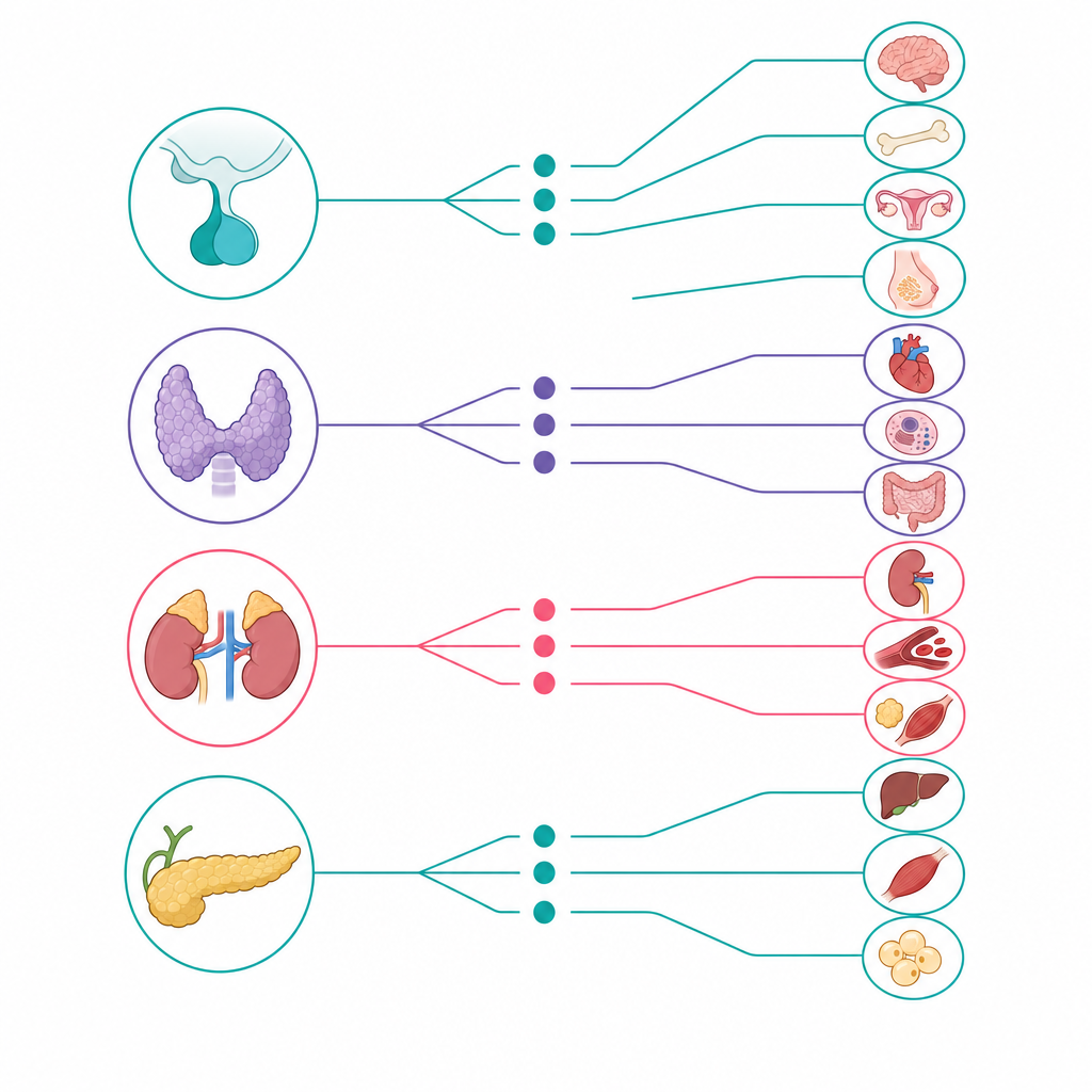 Hormone and gland concept map for the endocrine system