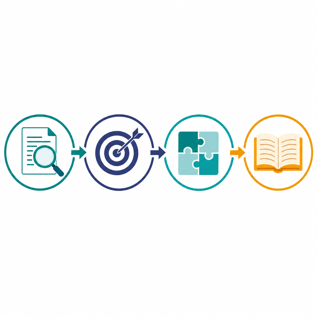 Four step reading strategy icons for the HESI A2
