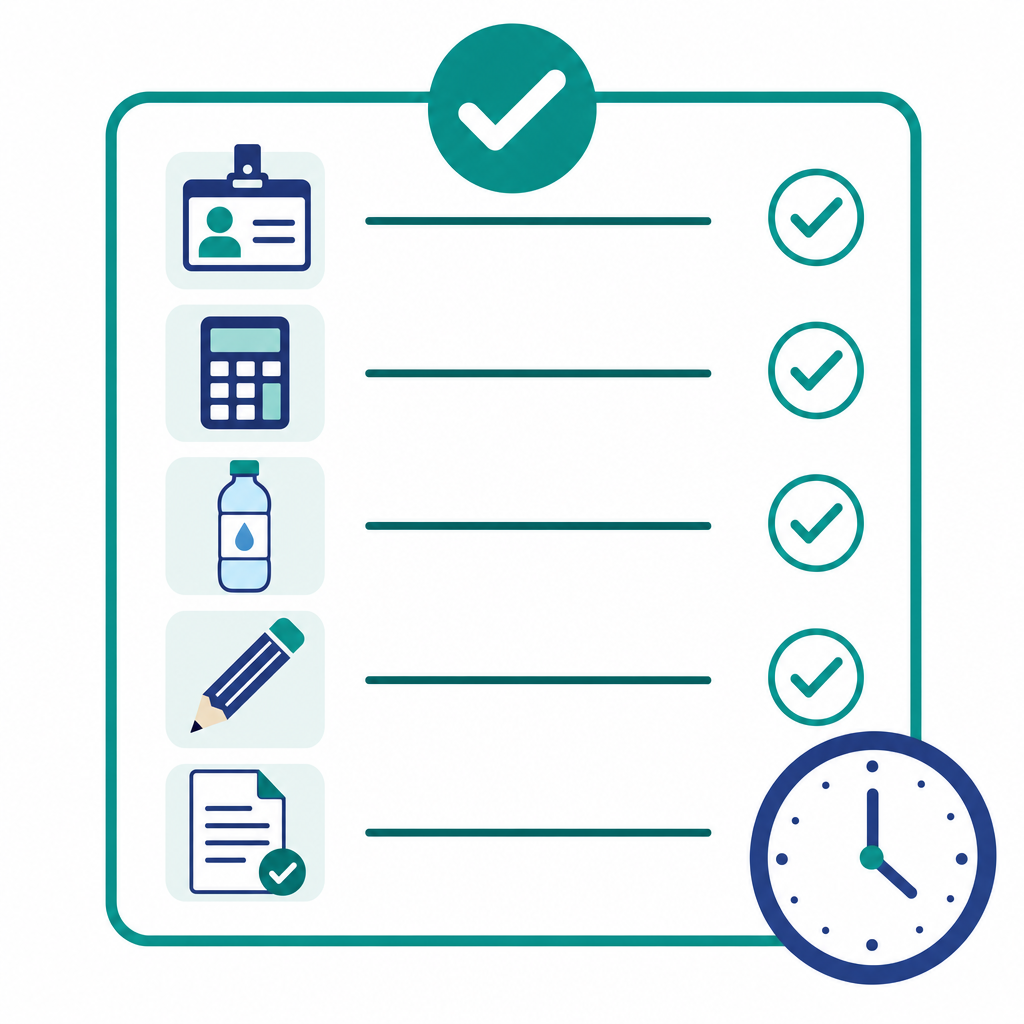 Checklist of items to bring on HESI A2 test day